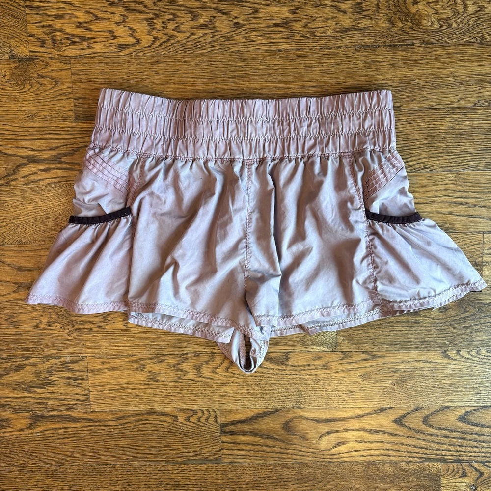 FP Movement by Free People Pink/Purple Athletic Ruffle-Hem Shorts